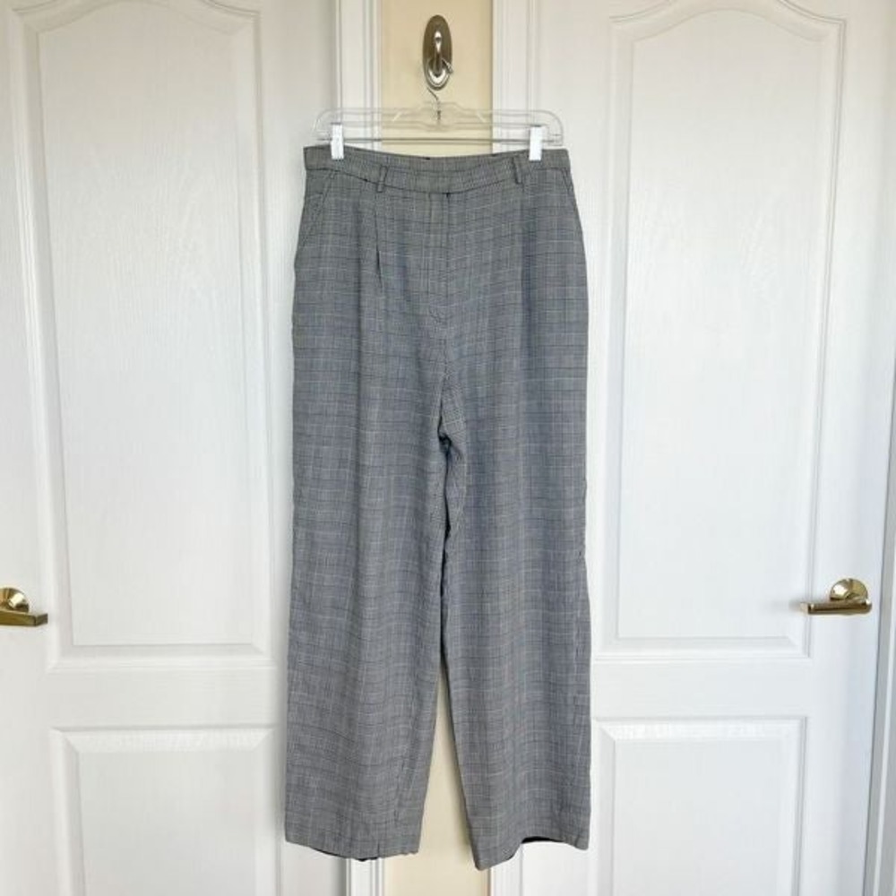 Ralph Lauren Size 14 Houndstooth Wool Blend Grey / Black Wool Slacks